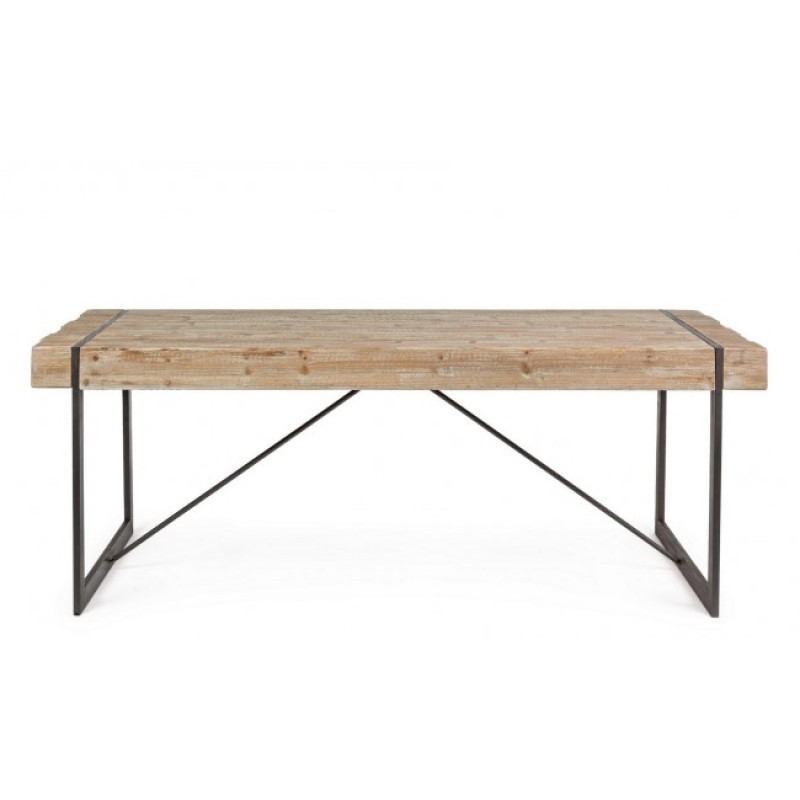 Tavolo urban industriale Garrett con piano in legno