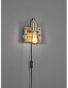Applique Vintage Rustico Natural Wood Khan Nichel Antico L15 cm Trio Lighting