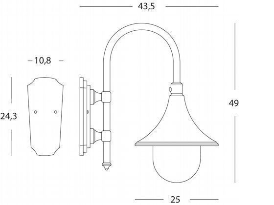 Applique in alluminio pressofuso con diffusore trasparente - Altezza max lampada 150mm - Alimentazione 230V - Potenza massima lampade 60W ruggine