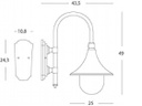 Applique in alluminio pressofuso con diffusore trasparente - Altezza max lampada 150mm - Alimentazione 230V - Potenza massima lampade 60W ruggine
