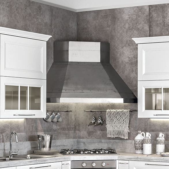 Cappa aspirante angolo BROOKLYN in acciaio inox brunito cm 105x105