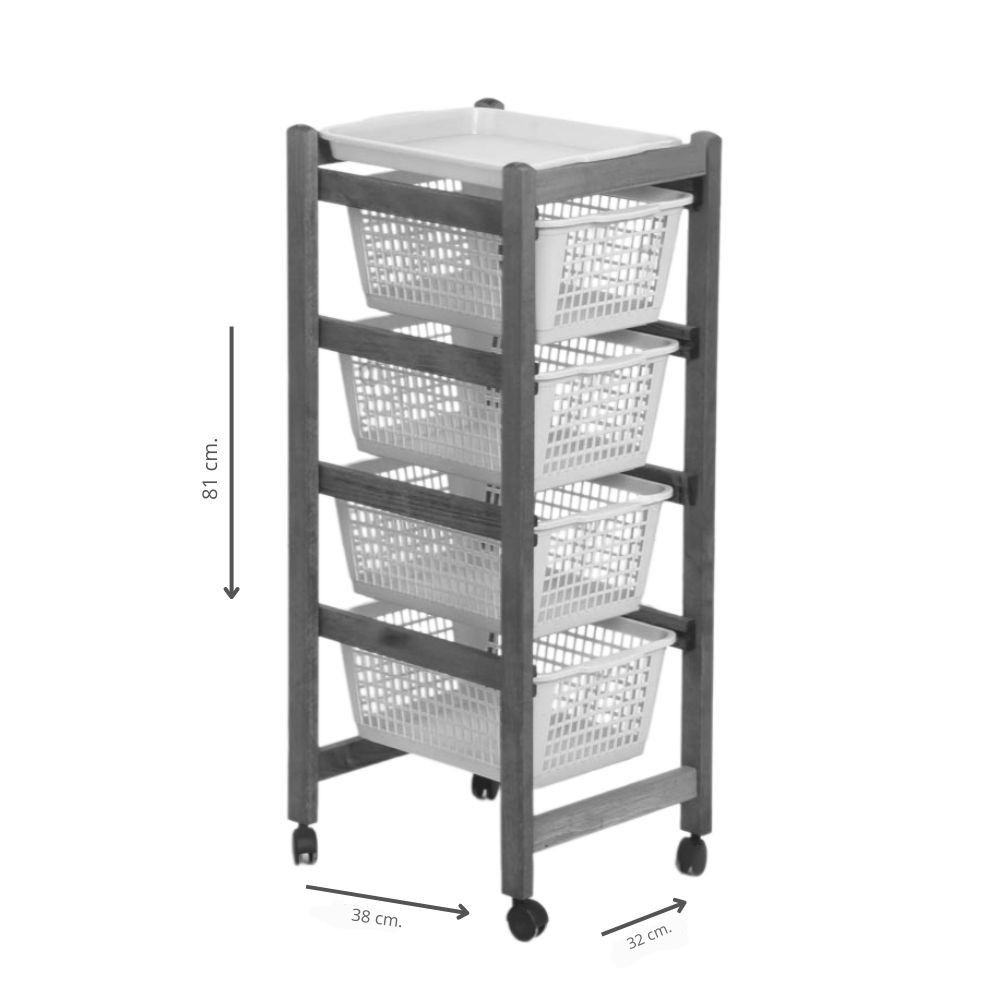 Carrello portafrutta ciliegio 81x38x32