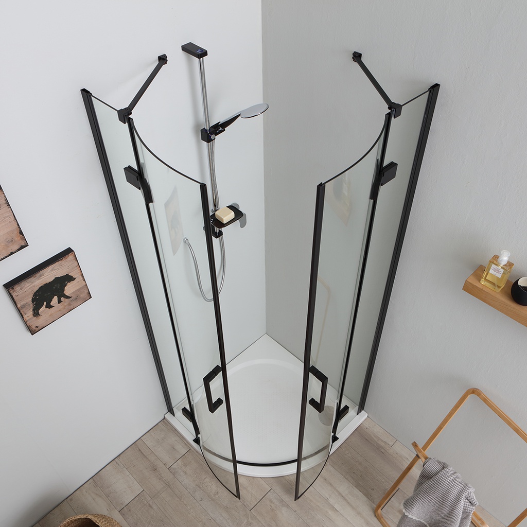 Box doccia angolare 80x80 senza profili, nero opaco