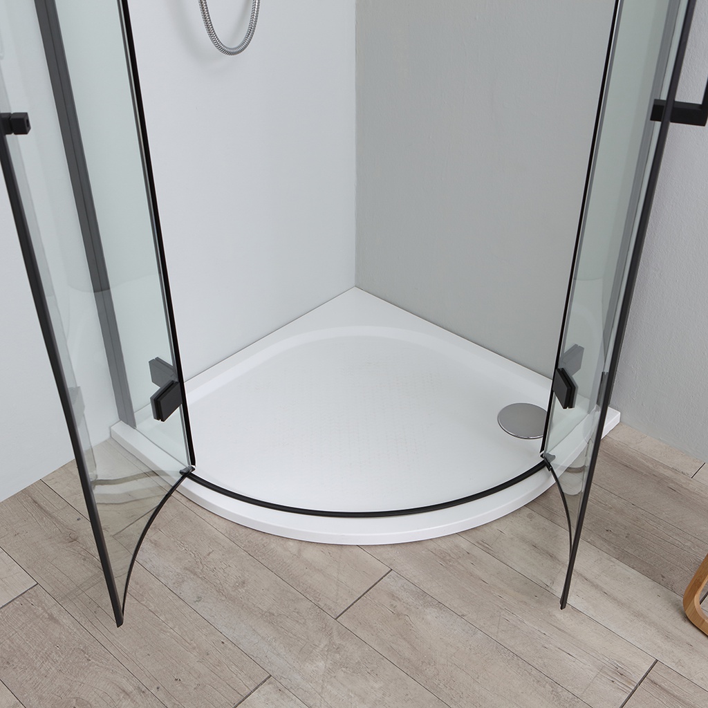 Box doccia angolare 80x80 senza profili, nero opaco