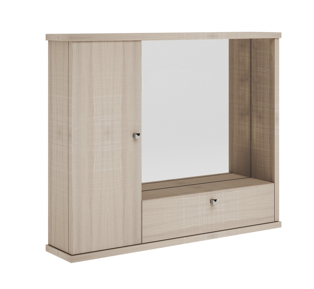 Specchiera bagno mobile arredo moderno 1 anta con ribalta olmo h.61x73x14 Iperbriko