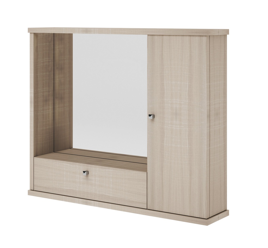 Specchiera bagno mobile arredo moderno 1 anta con ribalta olmo h.61x73x14 Iperbriko