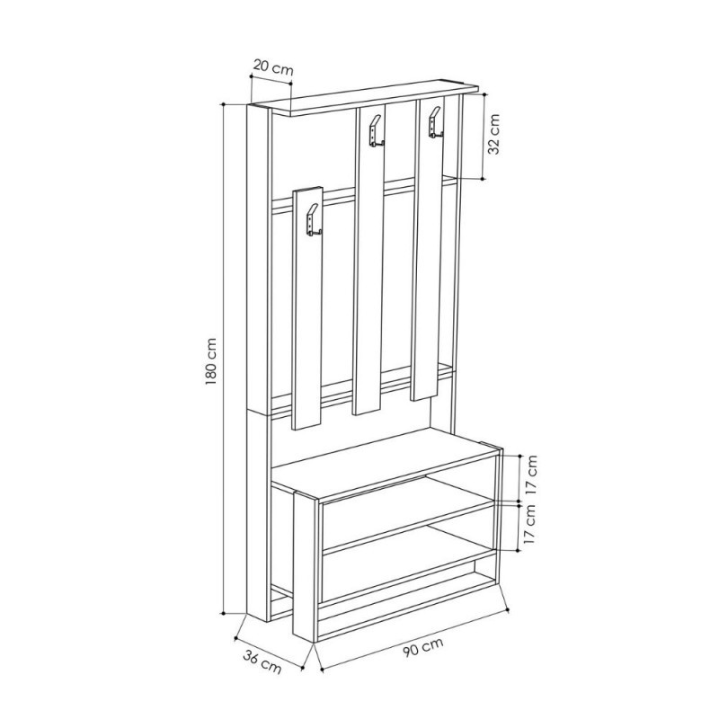 (2c) Mobile ingresso Chester bianco  90x36xh.180 cm(CHESTERBI)