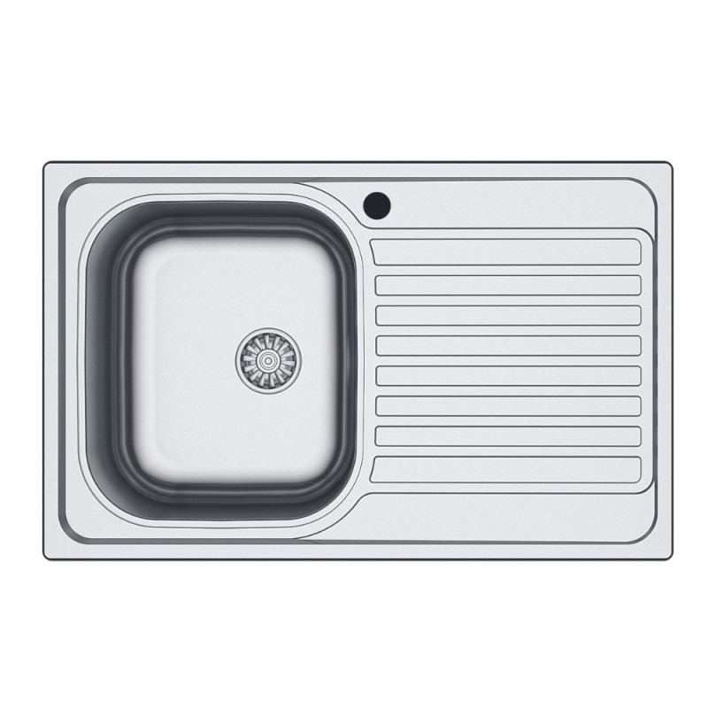 Lavello cucina vasca acciaio inox da incasso gocciolatoio dx 50x79 cm(N273DX35)