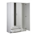 Armadio tre ante due cassetti Bianco 115x52x h180 cm