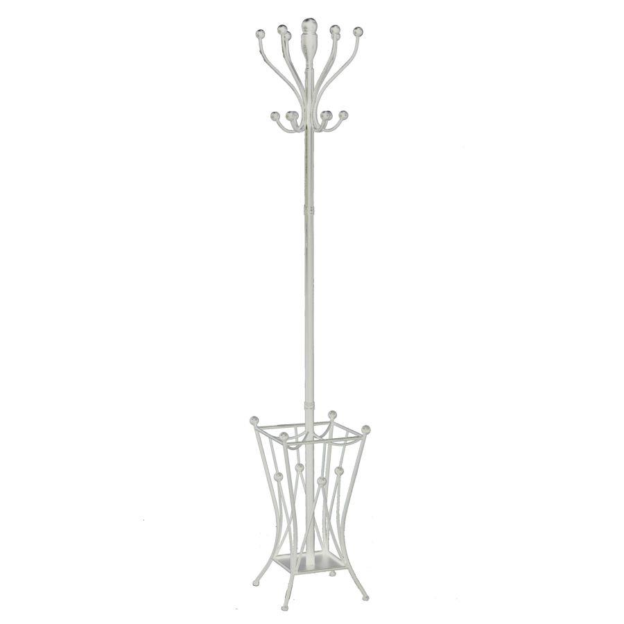Attaccapanni classico a stelo bianco con porta ombrelli quadro cm 184 h