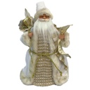 Babbo natale puntale tessuto con regalibianco oro cm20x11h30