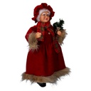 Babbo natale tessuto signora con sciarpa marrone rosso cm33,5x17h60