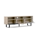 Base Porta TV con 3 ante a ribalta colore rovere e grigio 160x35xh.53 cm