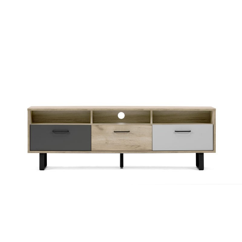 Base Porta TV con 3 ante a ribalta colore rovere e grigio 160x35xh.53 cm EFFEZ