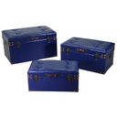 Baule blu ecopelle set da 3 pezzi di diverse misure