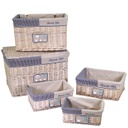 Baule in vimini mare con 3 cassetti crema