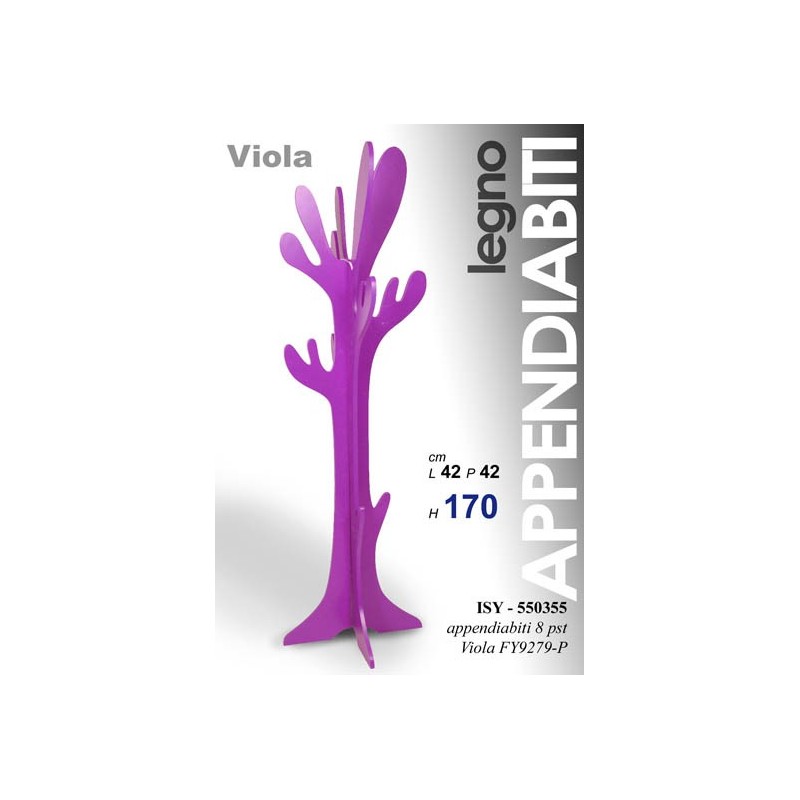 Appendiabiti in legno colore viola 442xh.170 cm