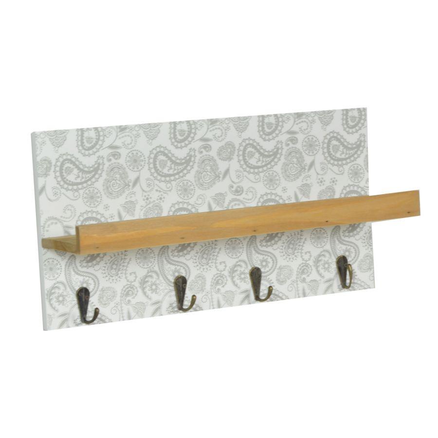 Appendino legno stilla 4 posti grigio con mensola cm35x5,5h18