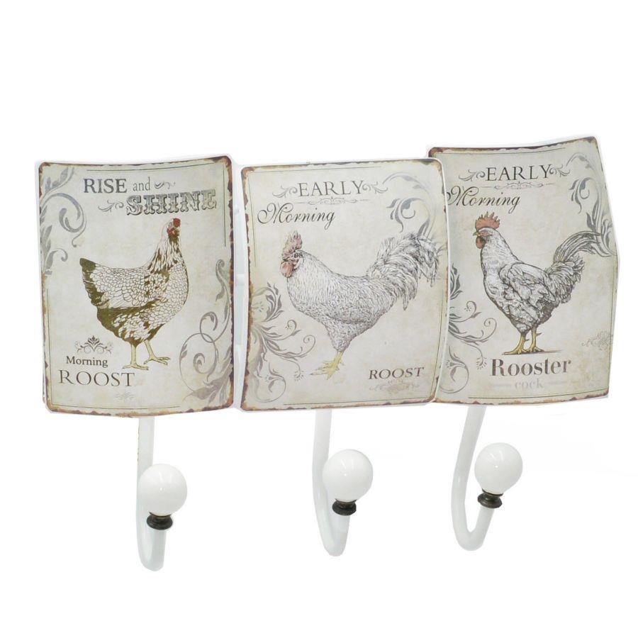 Appendino metallo 3 posti bianco gallo cm30x21x8