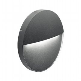 Applique tonda in alluminio pressofuso con diffusore satinato - 6W, 680 lumen - Luce calda grafite