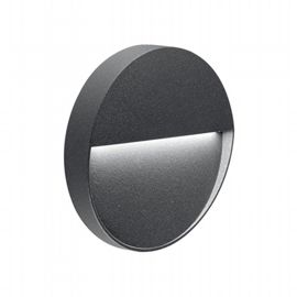 Applique tonda in alluminio pressofuso con diffusore satinato grafite