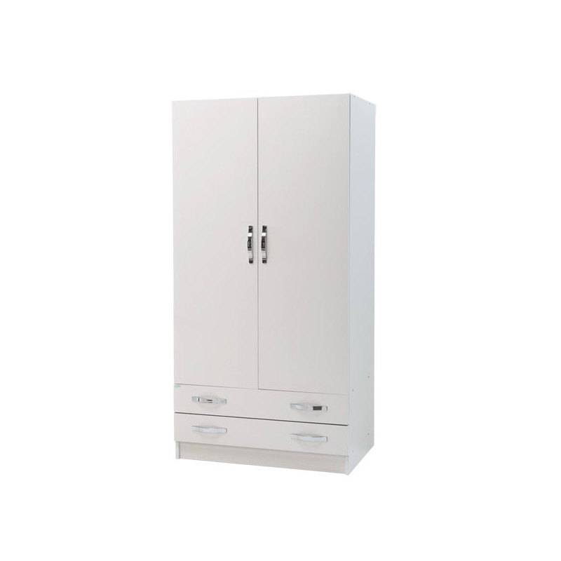 Armadio 2 ante con cassettiera Bianco Frassinato Cm 91x52xH 210 Iperbriko