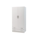 Armadio 2 ante con cassettiera Bianco Frassinato Cm 91x52xH 210 Iperbriko