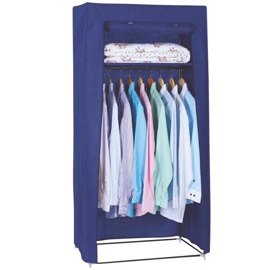 Armadio in tessuto TNT guardaroba appendiabiti con ripiano 70x46x148cm blu