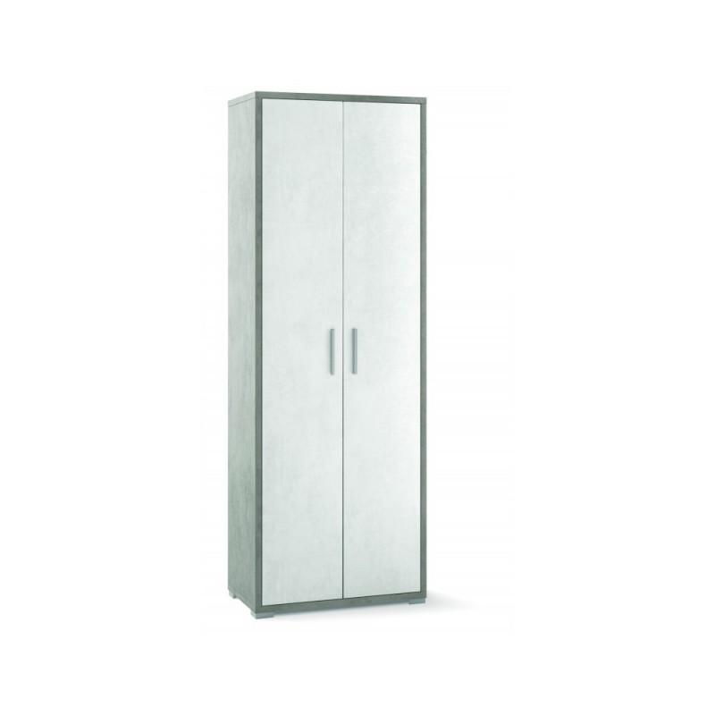 Armadio multiuso alto due ante Cemento Bianco 71x41x h199 cm