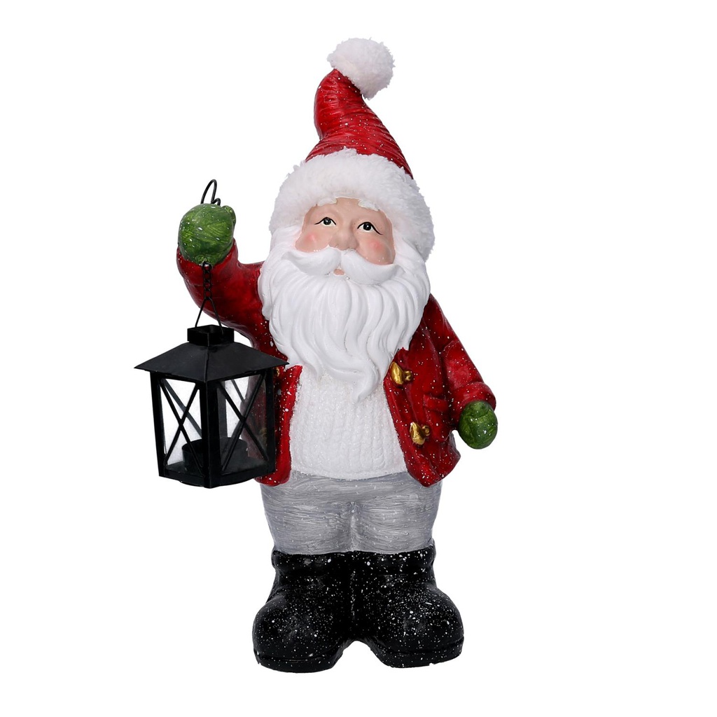 Babbo natale resina con lanterna rosso cm22x15h42