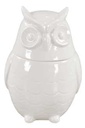 Barattolo gufo ceramica panna rf-0151 cm. 16 x 16 h 23