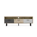 Base Porta TV con 3 ante a ribalta colore rovere e grigio 160x35xh.53 cm EFFEZ