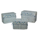 Baule rattan azzurro andrea fodera fiori blu 1-3 cm 66x41h43