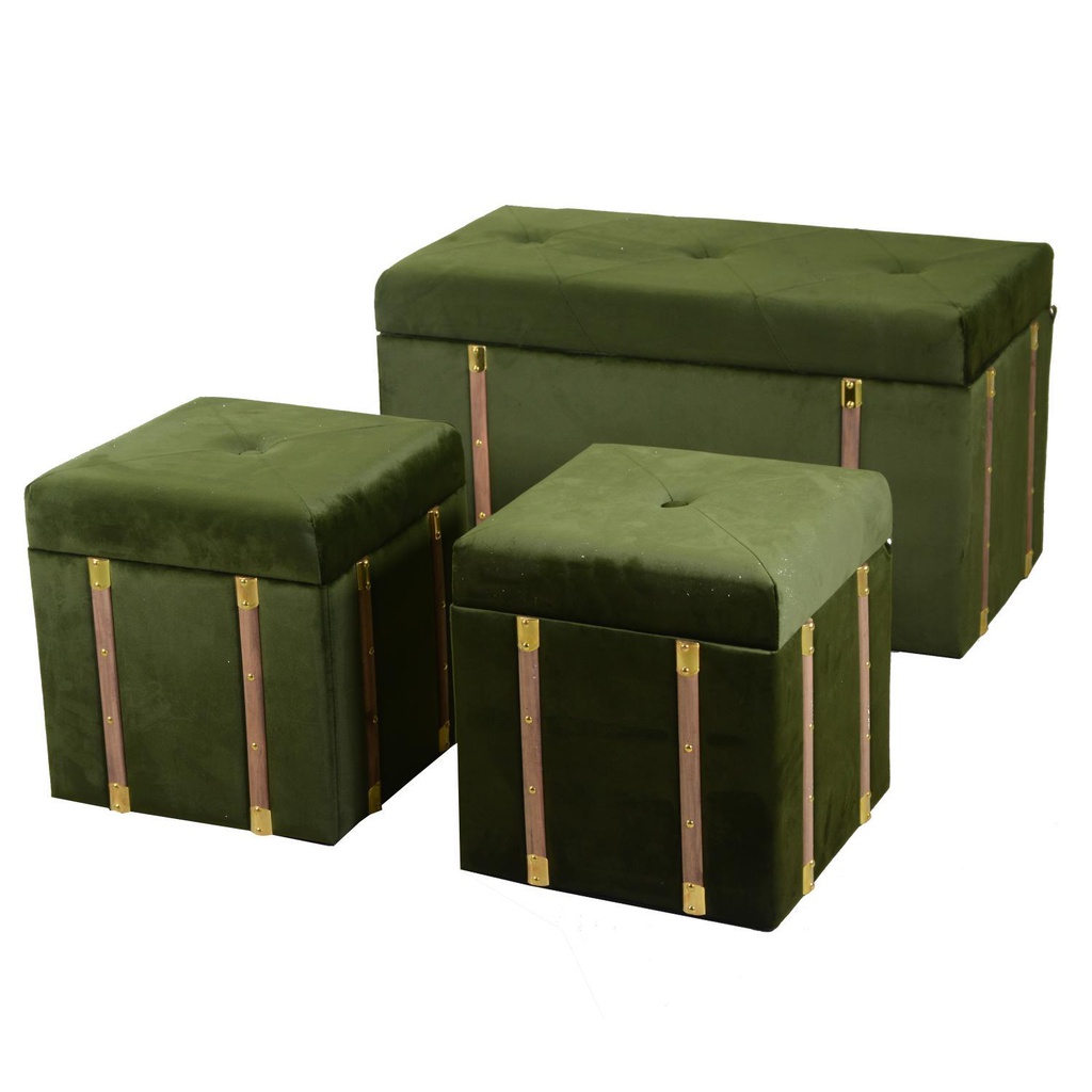 Baule velluto 1-2 verde cm80x40h44
