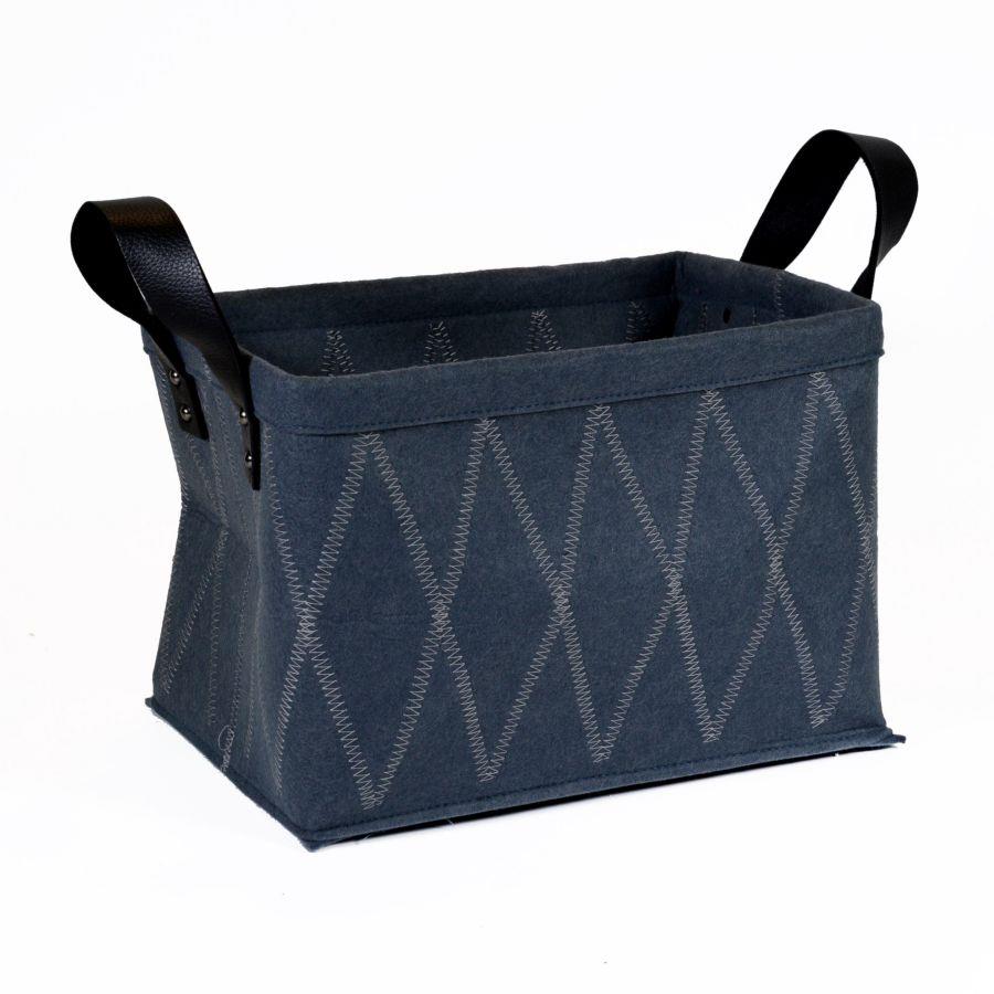 Borsa feltro grigio scuro decoro biancorombi c/manici nero cm33x23h22,5