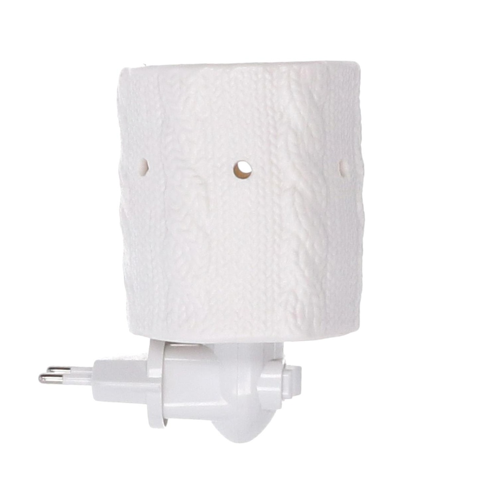 Bruciaessenze plug ceramica trecce bianco  cm 10