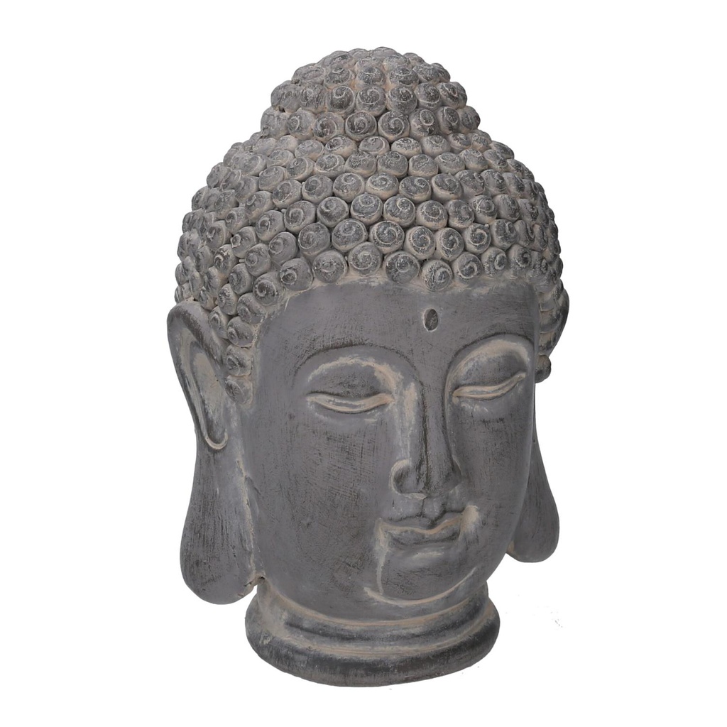 Buddha resina grigio cm 21x20h32
