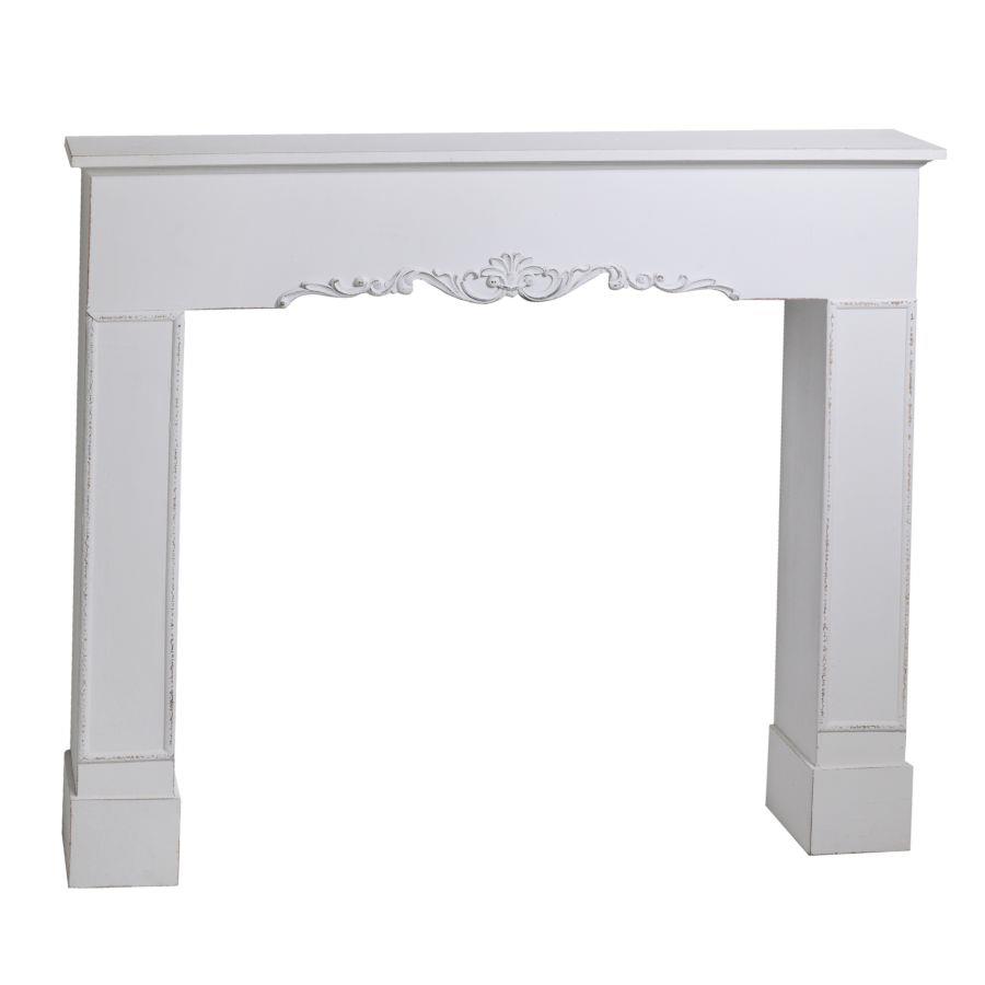 Camino legno bianco cm 114x20h84/102