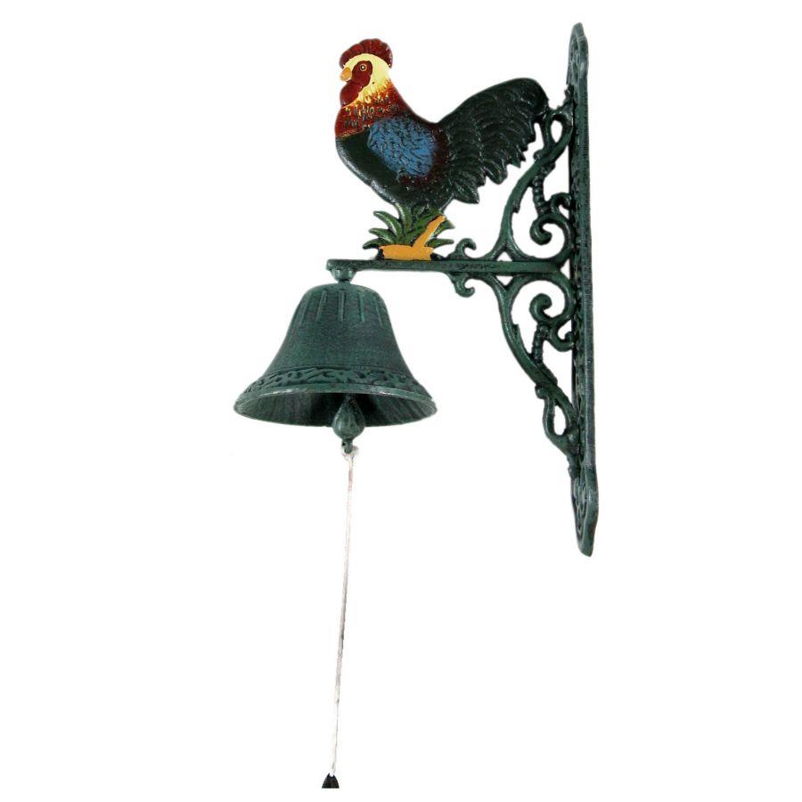 Campana ghisa gallo colorato cm23x13h36