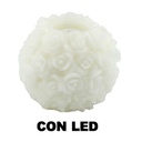 Candela Led Bianco con rose cm 25 x 20 h