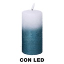 Candela paraffina led azzurro cm ø7,5h15