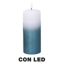 Candela paraffina led azzurro cm ø8h18