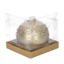 Candela paraffina sfera con bolle oro cm ø9h9