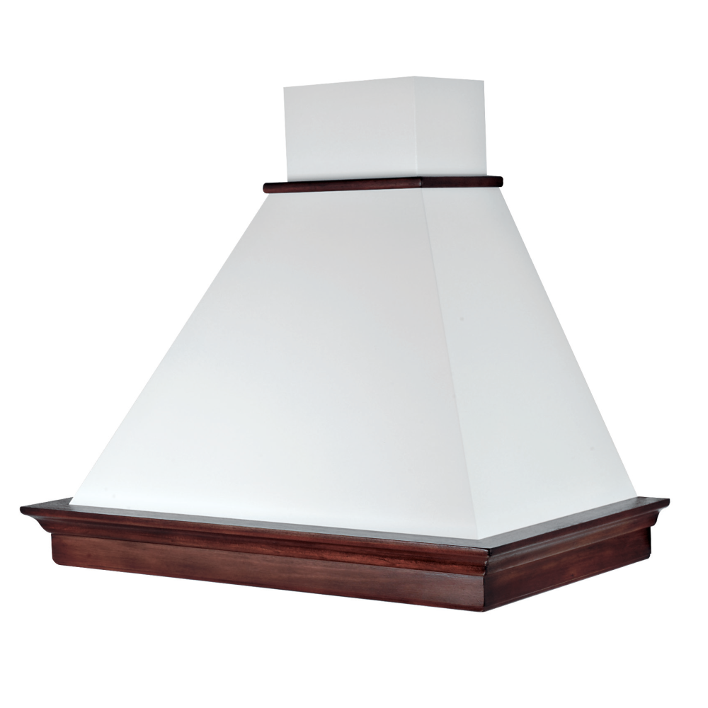 Cappa aspirante MARY in acciaio inox bianca e cornice in legno cm 90