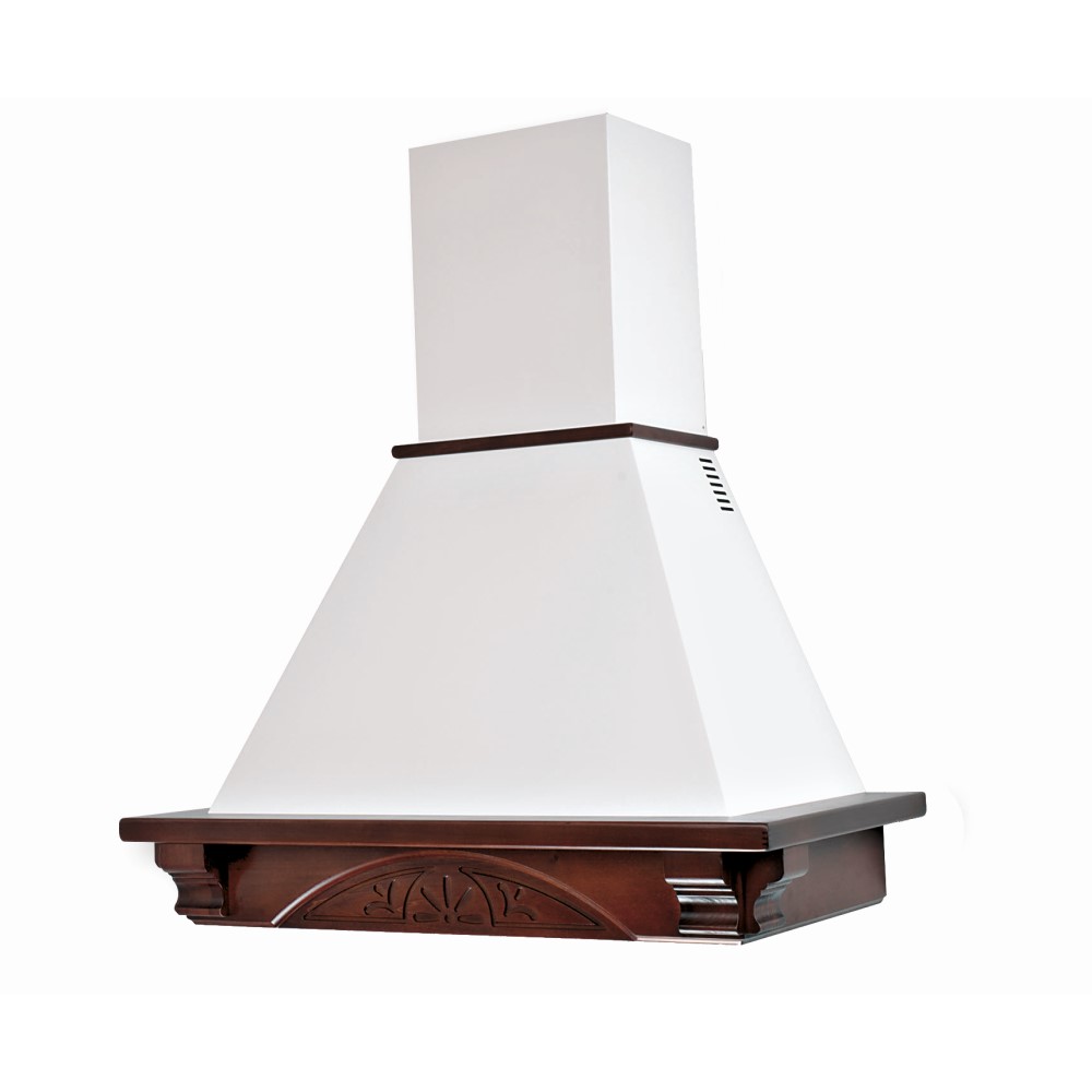Cappa cucina rustica bianca DOLCE VITA con cornice in legno intarsio cm 120