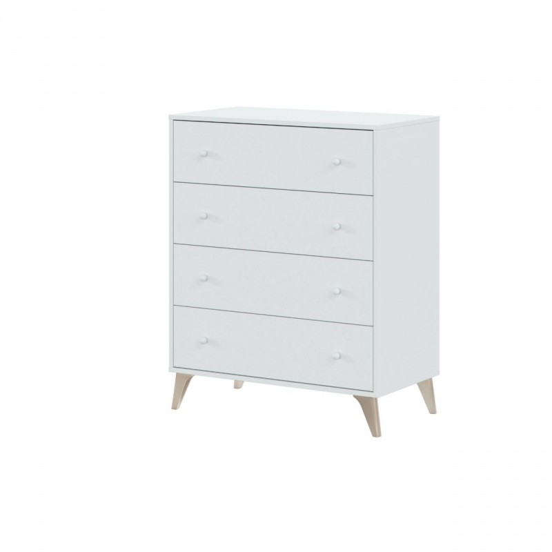 Cassettiera con piedini alti bianca cm 77.5 x 40 x 95 h