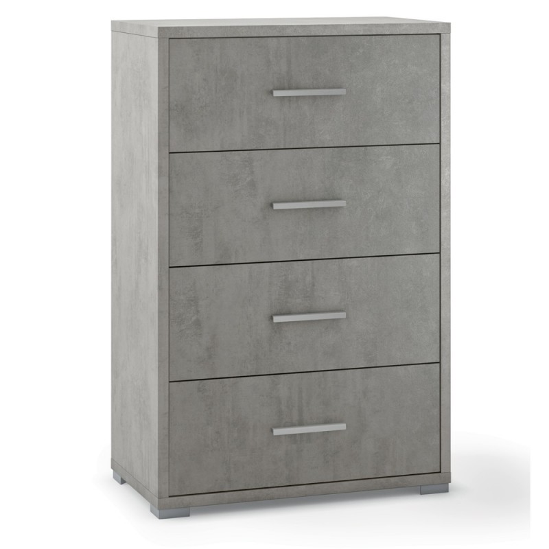 Cassettiera per ufficio quattro cassetti Beton Cemento 51x41x h110 cm