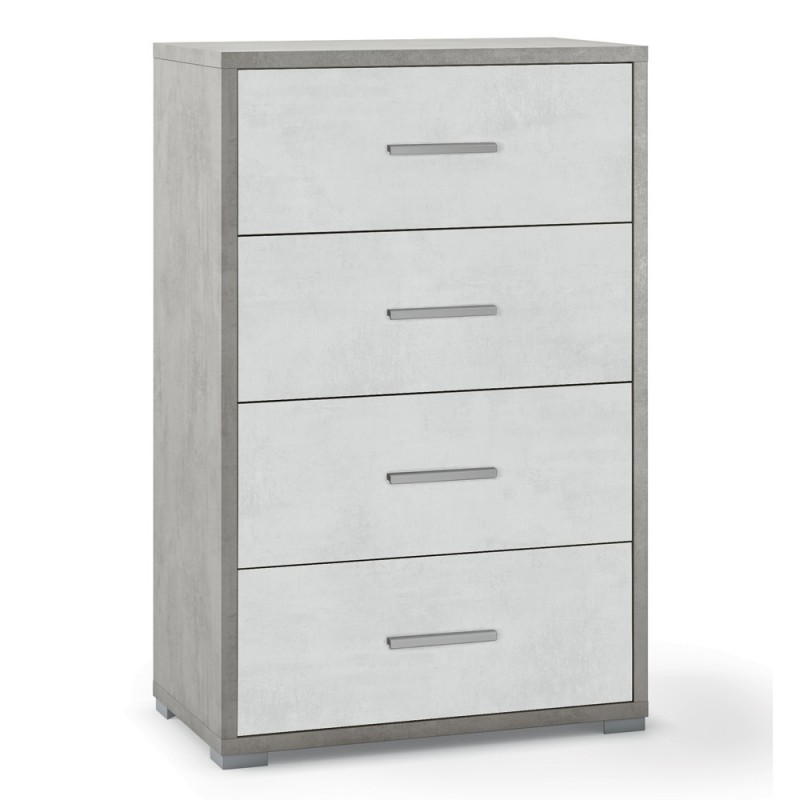 Cassettiera per ufficio quattro cassetti Cemento Bianco 51x41x h110 cm