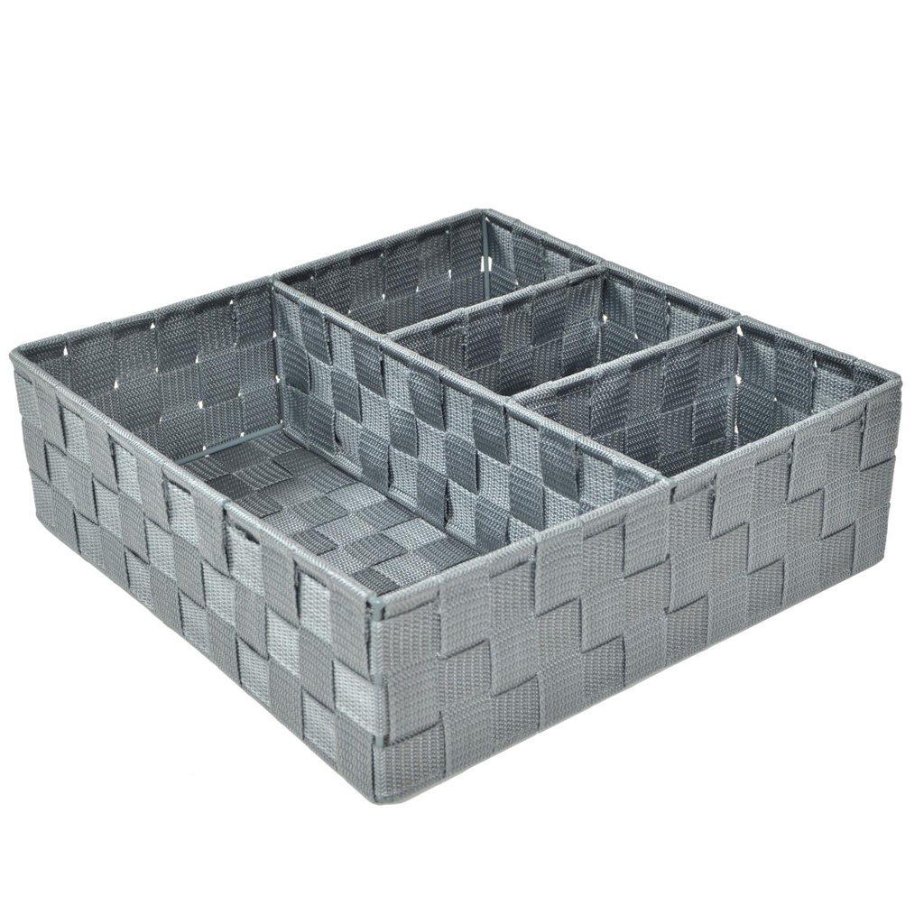 Cassetto poliestere grigio quadro c/4 scomparti cm 32x32h10