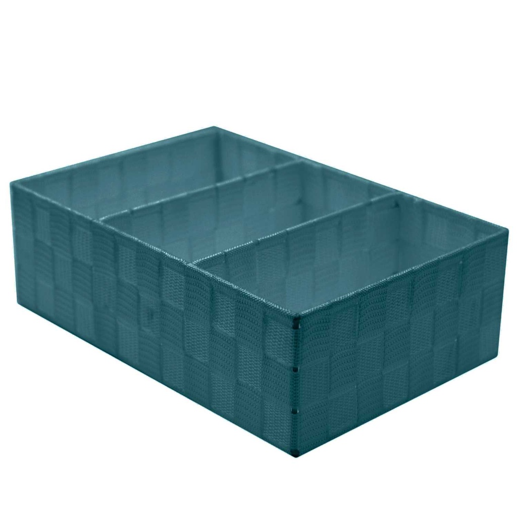 Cassetto poliestere verde acqua 3 scomparti rettangolare cm 31x21h10